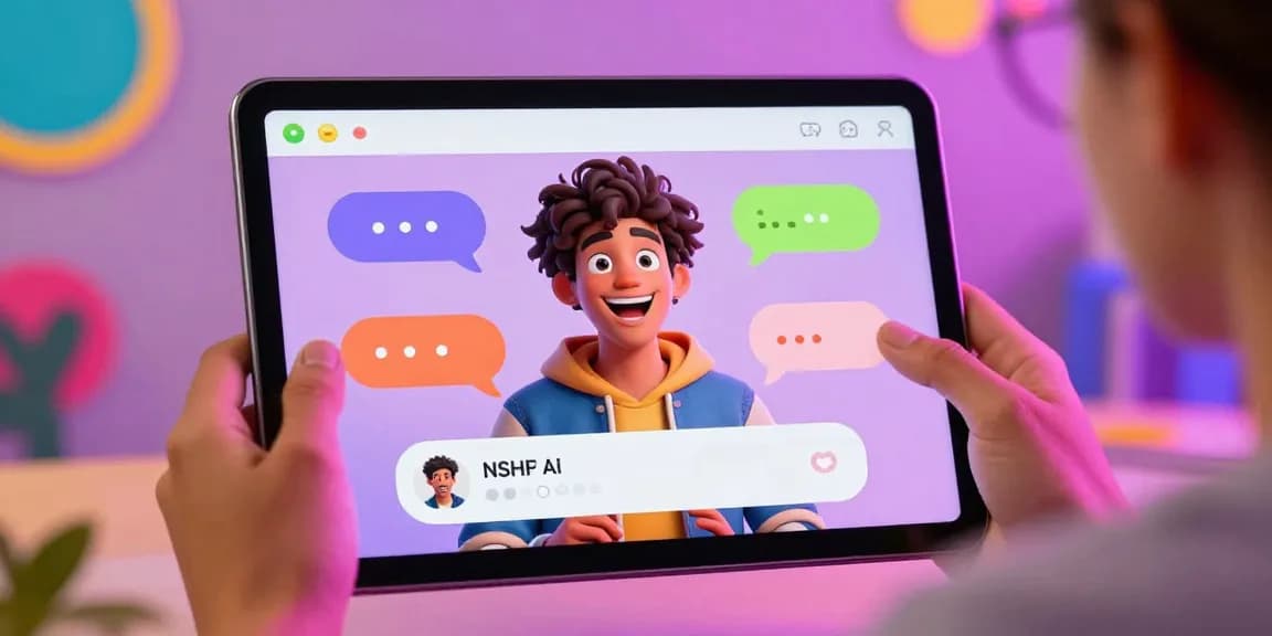 Engaging scene of an NSFW AI chat showcasing interactive character and vibrant UI elements.
