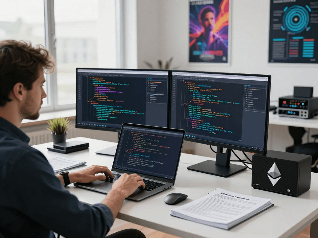 Innovative workspace showcasing tornardocash privacy solutions with a focus on blockchain technology.