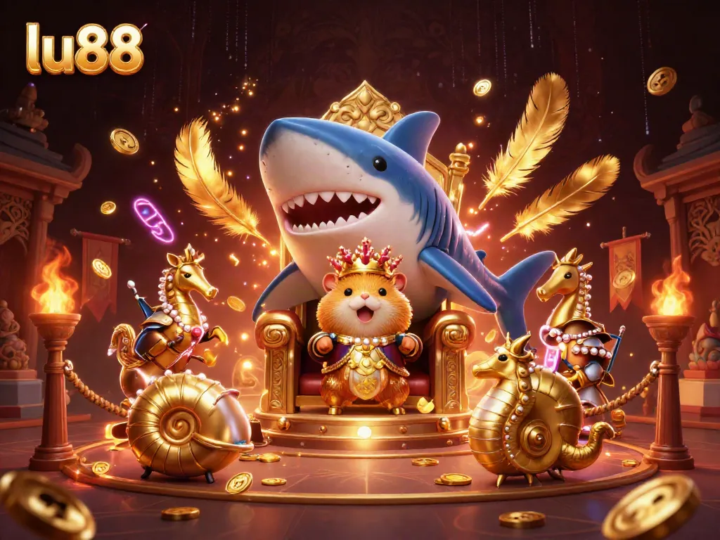 Engage with the thrilling LU88 gaming experience through a vibrant 3D illustration showcasing gaming elements.