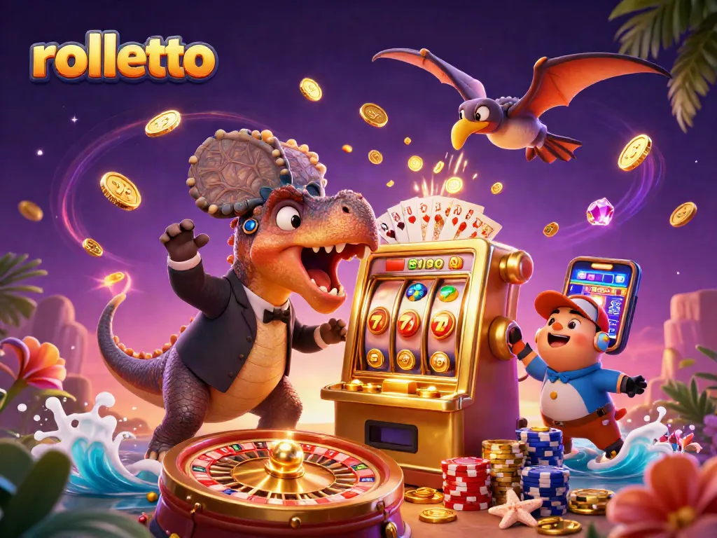 Experience rolletto's thrilling jackpot moments with a 3D dinosaur winning coins!