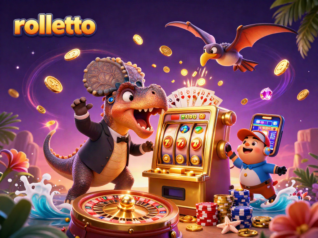 Experience rolletto's thrilling jackpot moments with a 3D dinosaur winning coins!