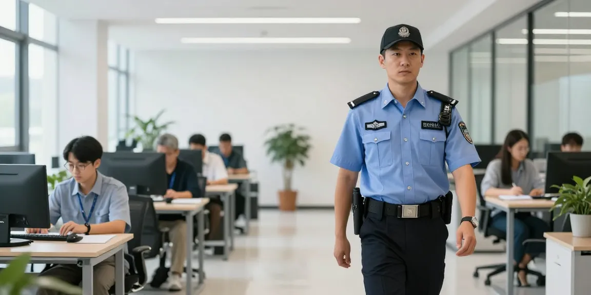 Security Guards patrolling in a modern office, enhancing community safety.