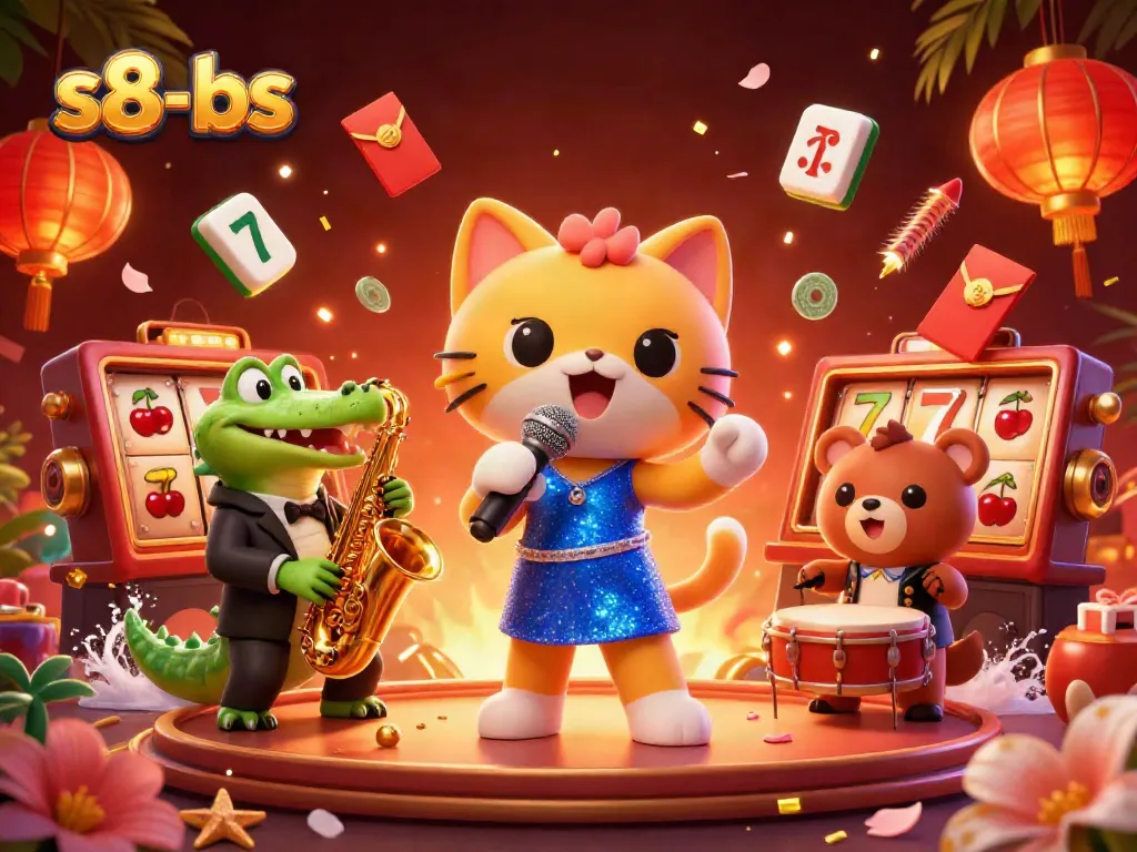 Experience thrilling wins at s8-bs with vibrant 3D casino characters and dynamic slot elements.