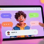 Engaging scene of an NSFW AI chat showcasing interactive character and vibrant UI elements.