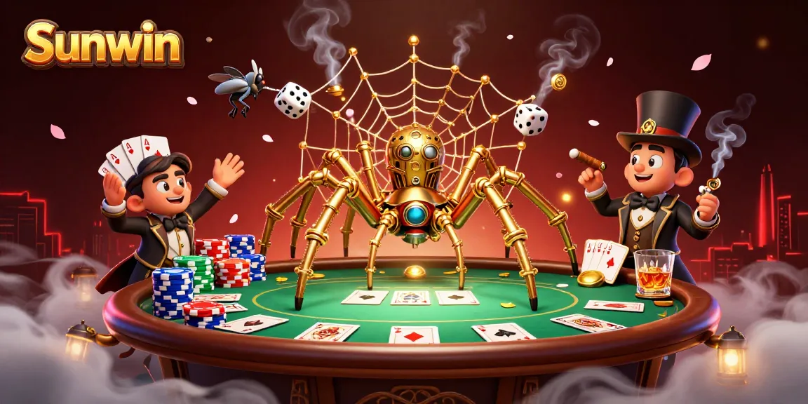Enjoy thrilling games at Sunwin with a steampunk spider and poker elements.